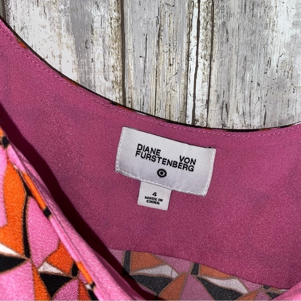 NWT Diane Von Furstenberg Pink Modern Geo Shift Dress - Picture 7 of 8